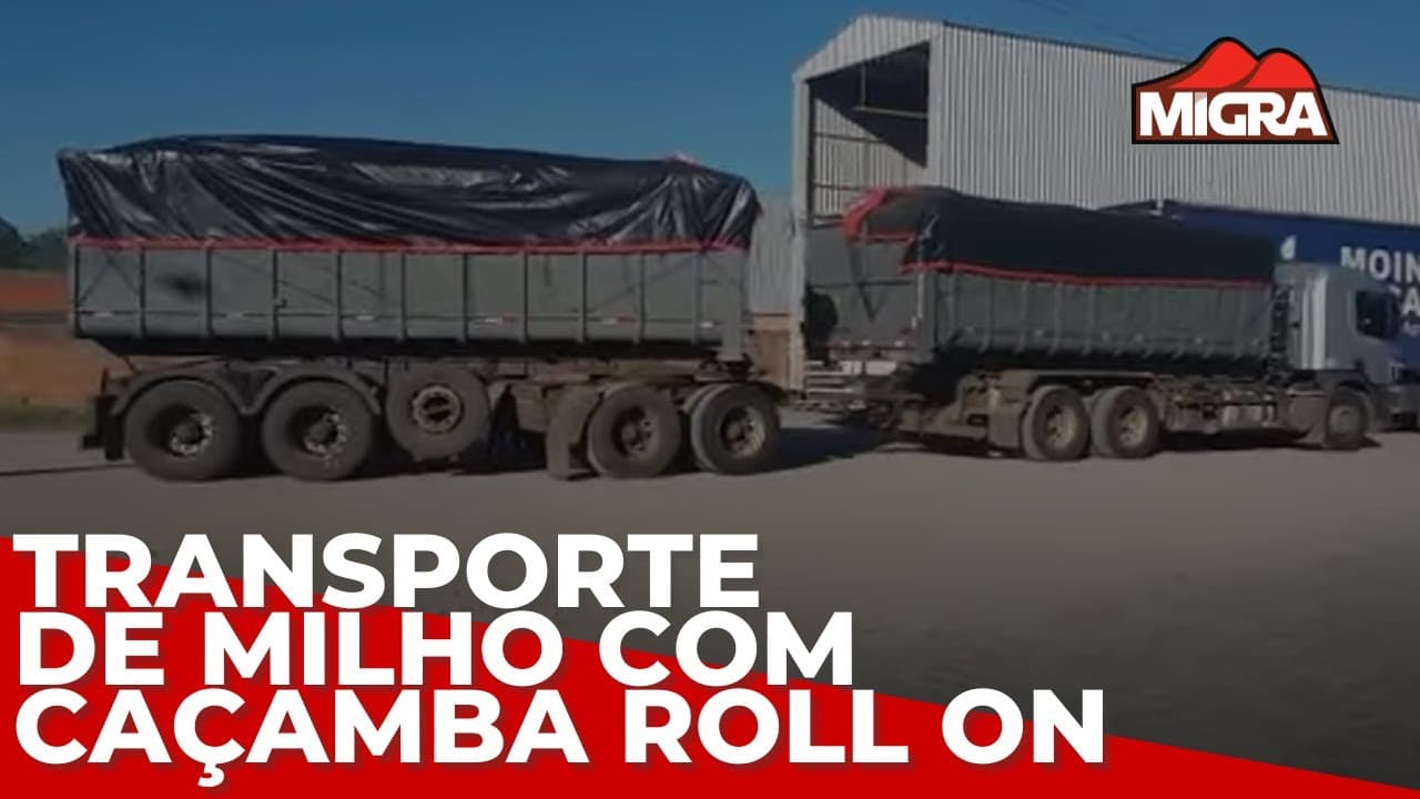 Thumbnail do vídeo: Transporte de milho com Caçamba Roll on